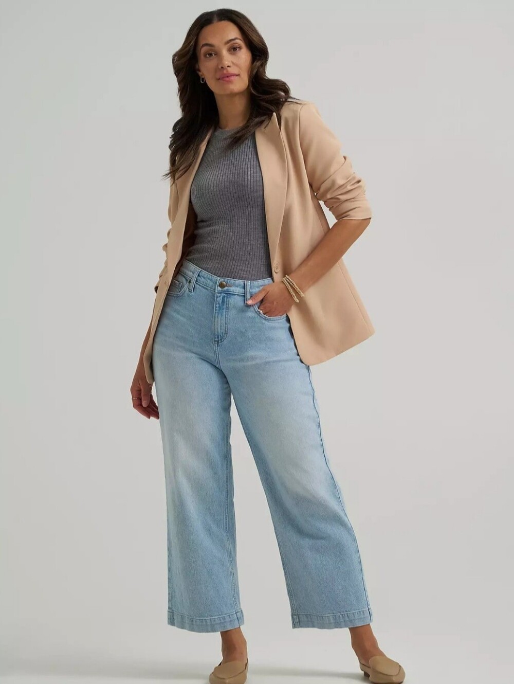 🙌Lee Classic Fit Women's Mid-rise Medium Blue Ankle Crop Jeans